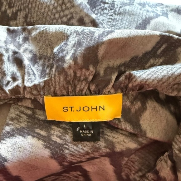 St. John Lightweight Snake Print Double Ruffle Collar Jacket - Picture 5 of 6